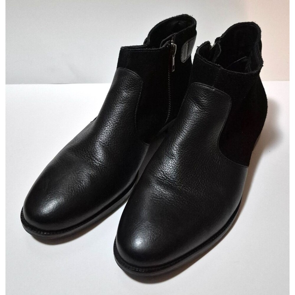 J. Jill Women's Black Leather & Suede Almond Toe Ankle Boots Zipper Size 9